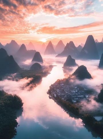 去巴马旅游，广西喀斯特地貌的山峰形态各异，千姿百态,入眼皆是美景。