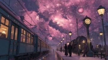 引擎唤醒城市夜空,启程心爱旅途中